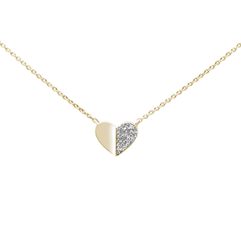 ''.05CT G SI 14K Yellow Gold Diamond Pave Trendy Heart Pendant NECKLACE 16'''' + 2''''''