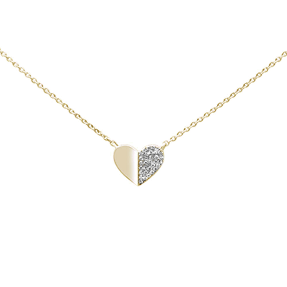 ''.05CT G SI 14K Yellow Gold DIAMOND Pave Trendy Heart Pendant Necklace 16'''' + 2''''''