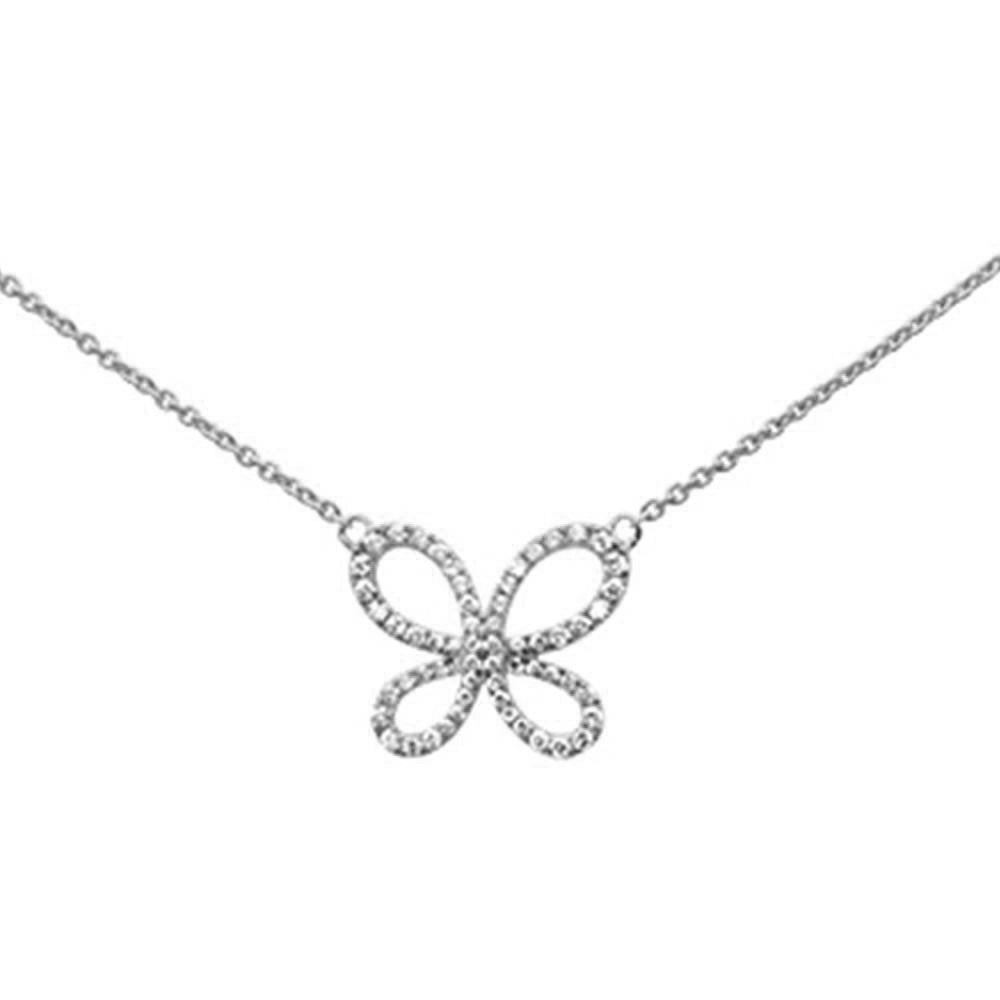 ''SPECIAL!.34ct 14k White GOLD Diamond Butterfly Pendant Necklace 16'''' + 2'''' Ext''