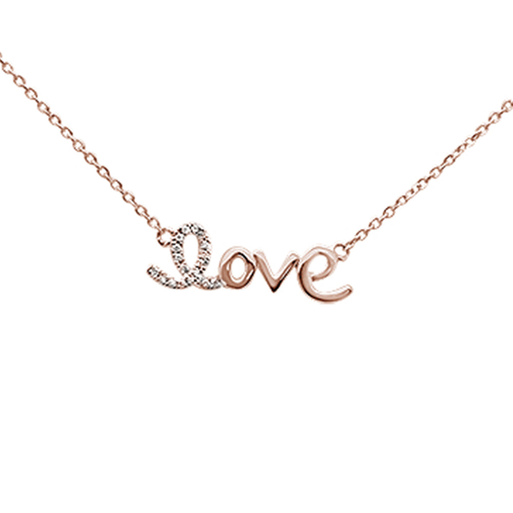 ''.06ct 14K Rose GOLD Heart Diamond ''''Love'''' Script Pendant Necklace 16'''' + 2'''' Ext.''