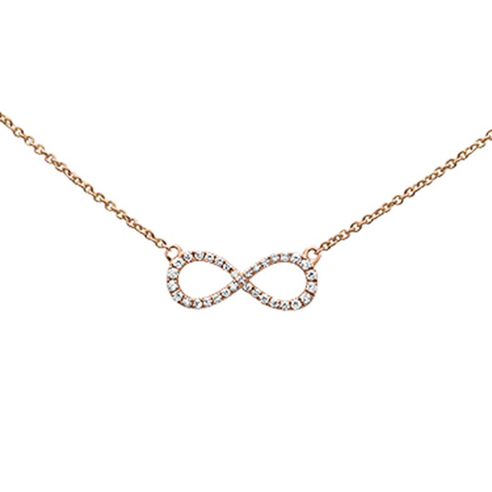 ''.20ct 14K Rose Gold DIAMOND Infinity Pendant Necklace 16'''' + 2'''' Ext''