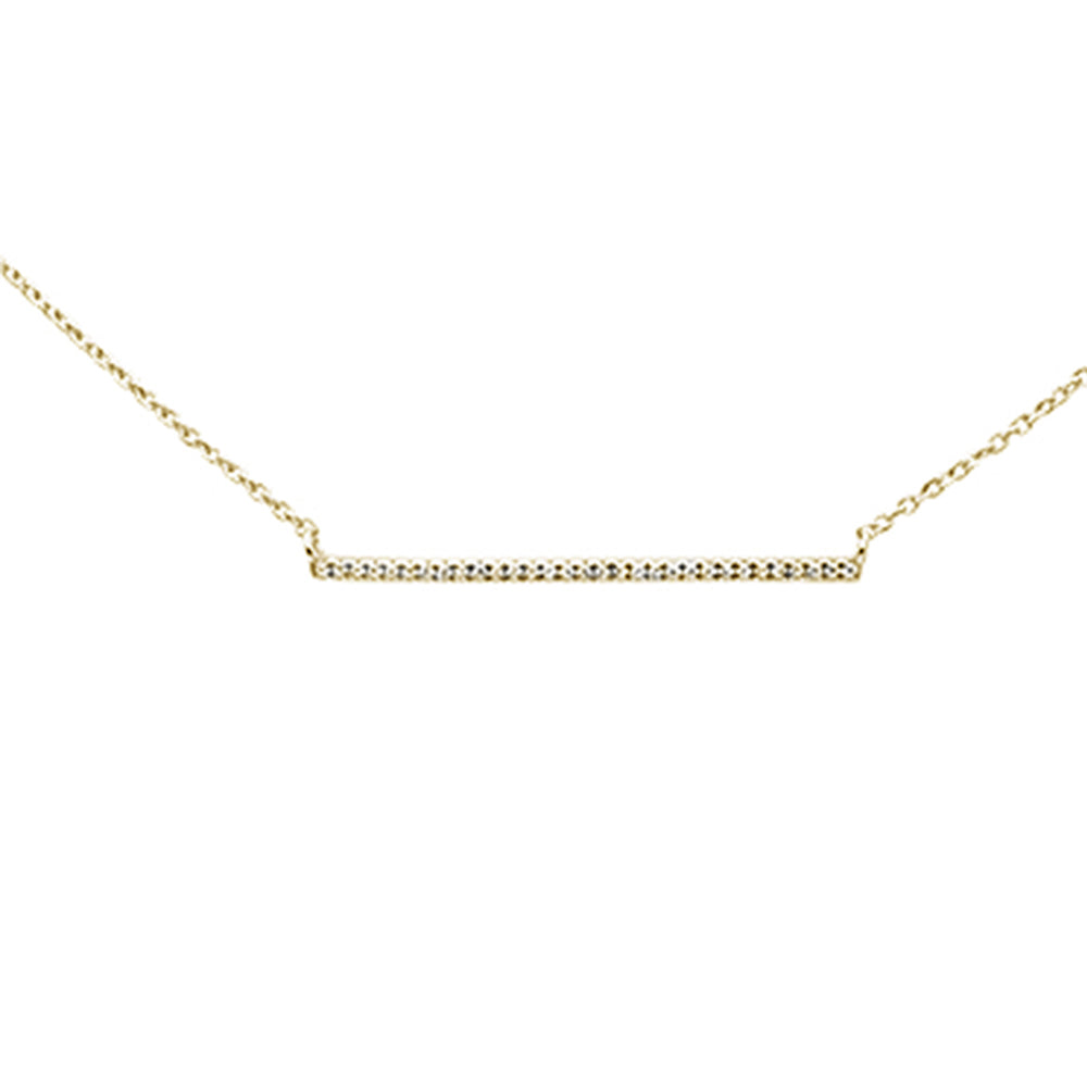 ''.07ct 14K Yellow GOLD Diamond Line Bar Necklace 16'''' + 2'''' Ext''