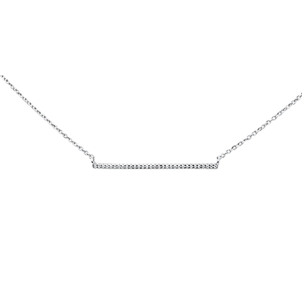 ''.07ct 14K White Gold Diamond Line Bar NECKLACE 16'''' + 2'''' Ext''