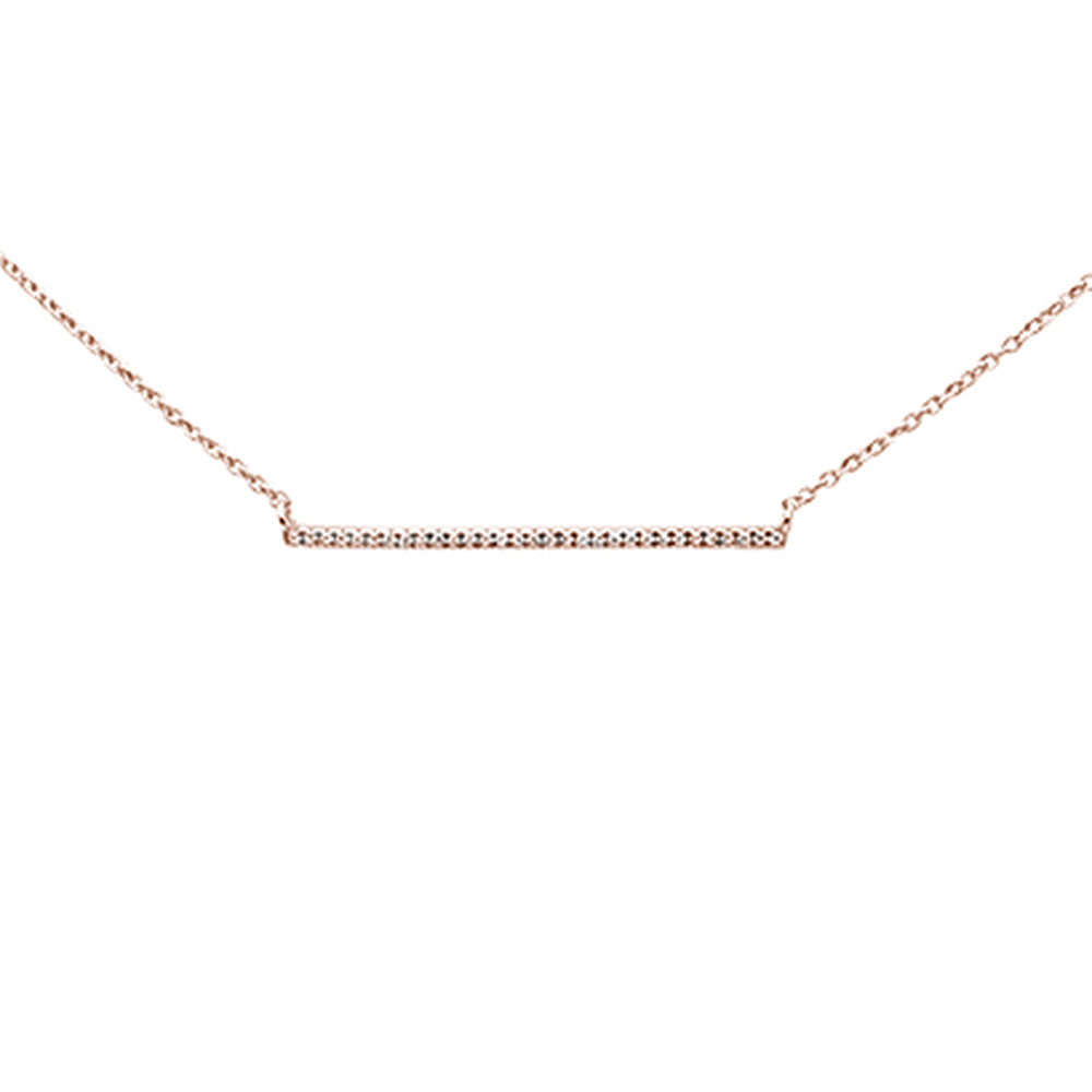 ''.07ct 14K Rose GOLD Diamond Line Bar Necklace 16'''' + 2'''' Ext''