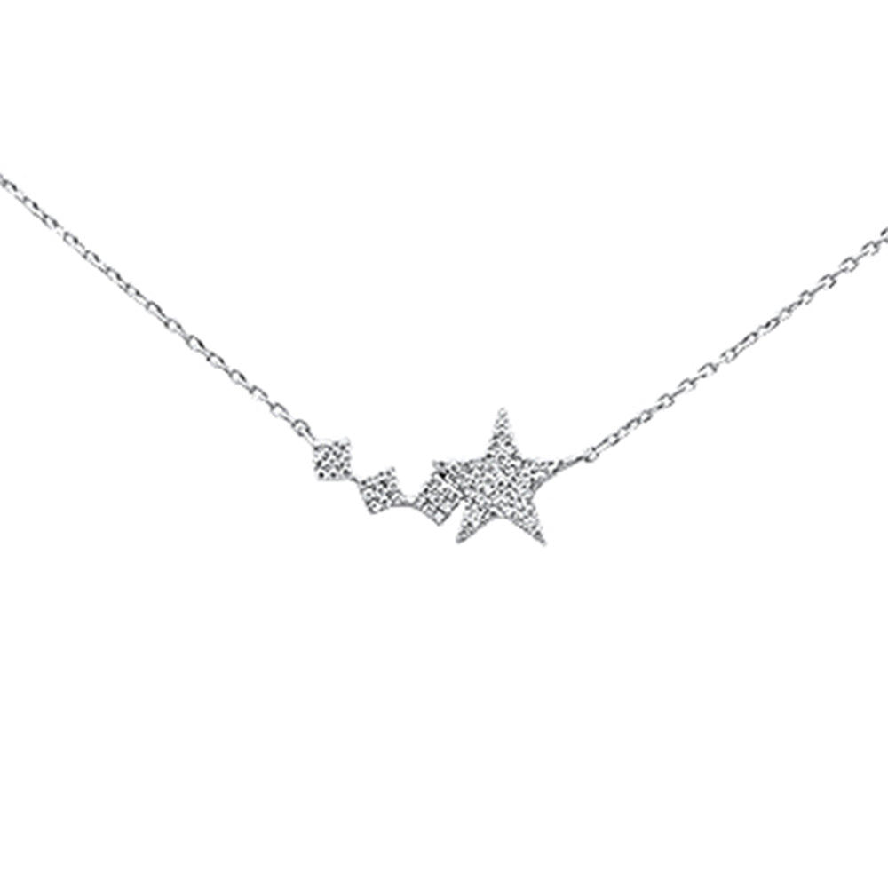 ''.16ct 14K White Gold Diamond Pendant Star NECKLACE 16'''' + 2'''' Ext''