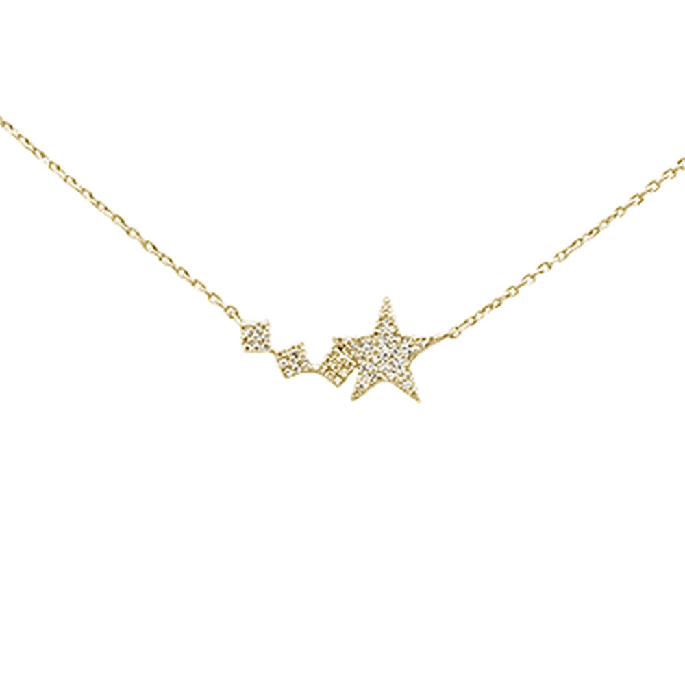 ''.15ct 14K Yellow Gold Diamond Star PENDANT Necklace 16'''' + 2'''' Ext''