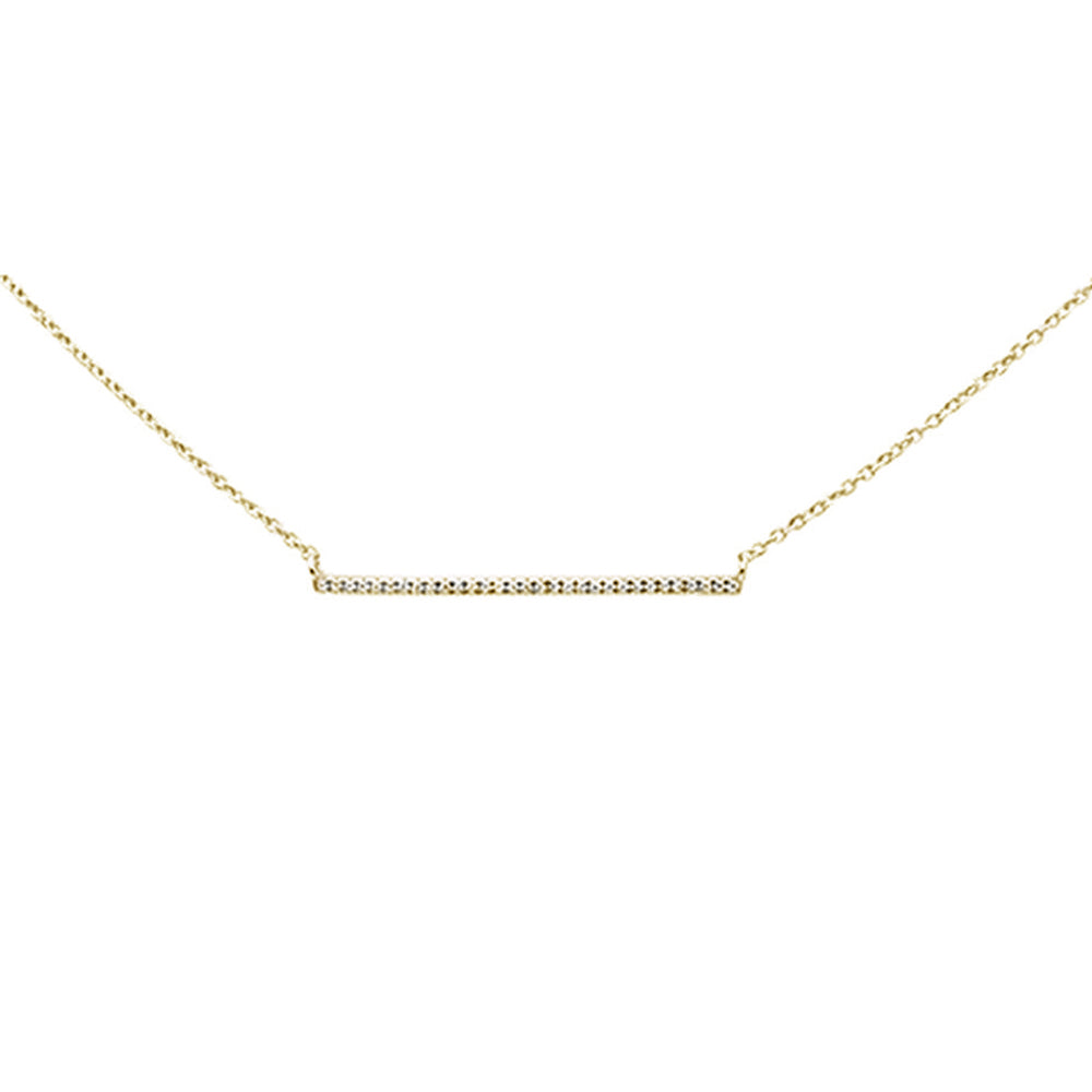 ''.06ct 14k Yellow Gold Diamond Bar Line PENDANT Necklace 16'''' + 1'''' Ext''