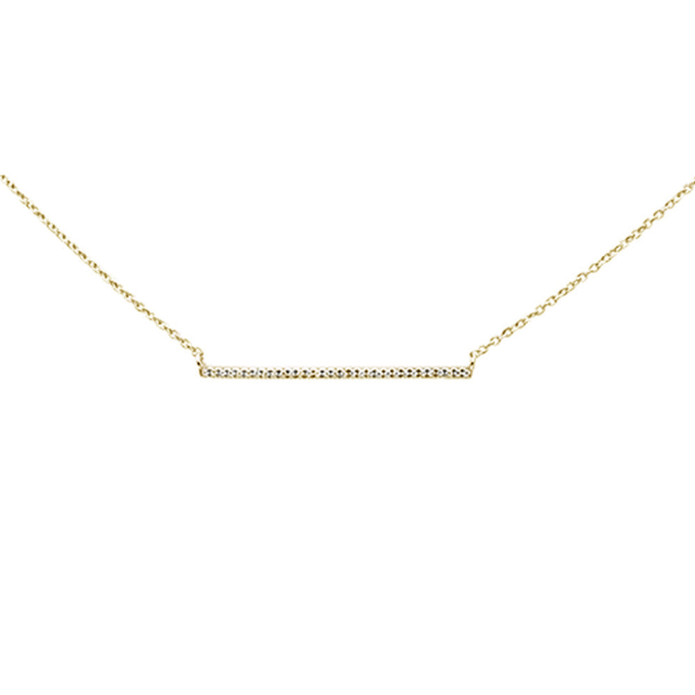 ''.06ct 14k Yellow GOLD Diamond Bar Line Pendant Necklace 16'''' + 1'''' Ext''