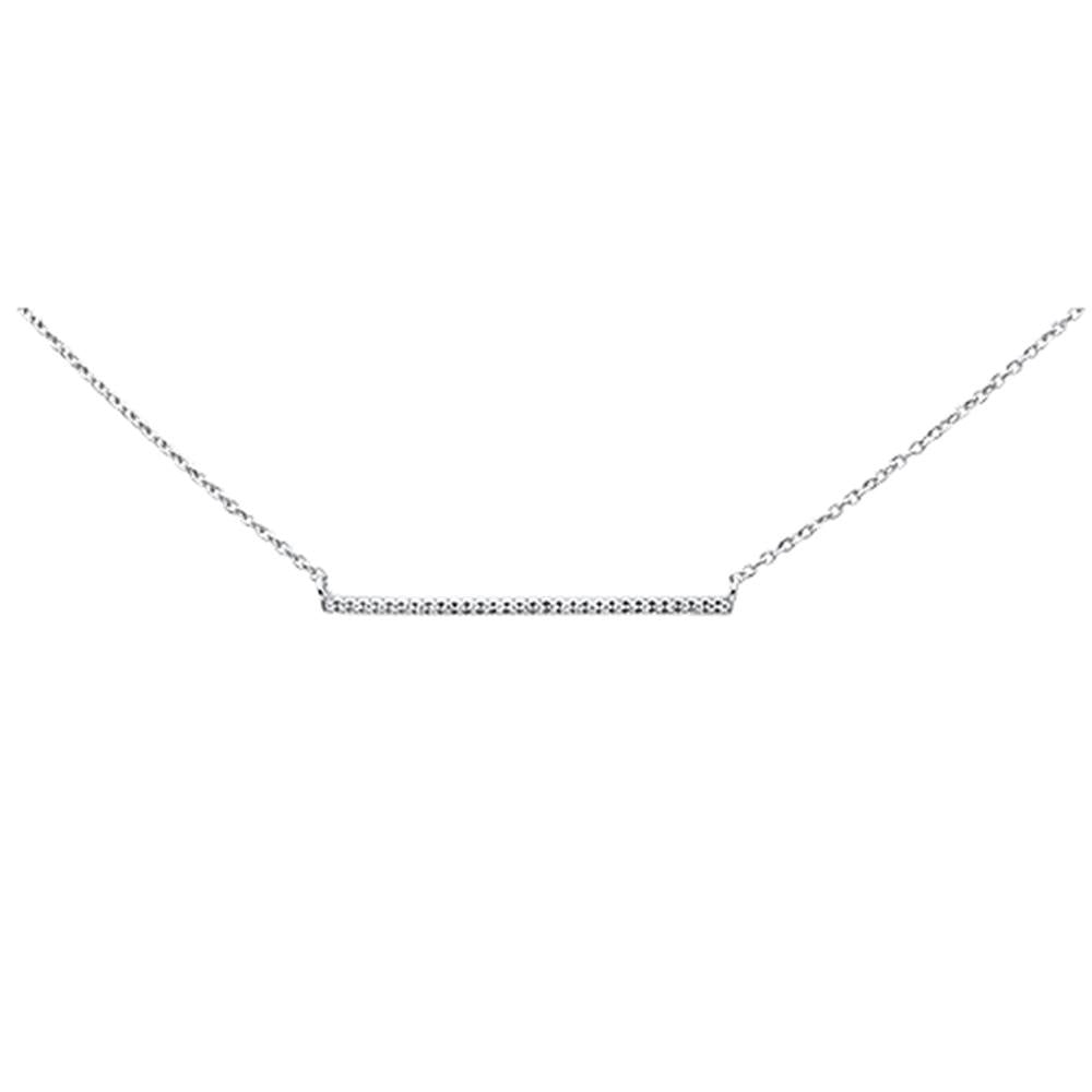 ''.05ct 14K White Gold Diamond Line Bar PENDANT Necklace 16'''' + 1'''' Ext''