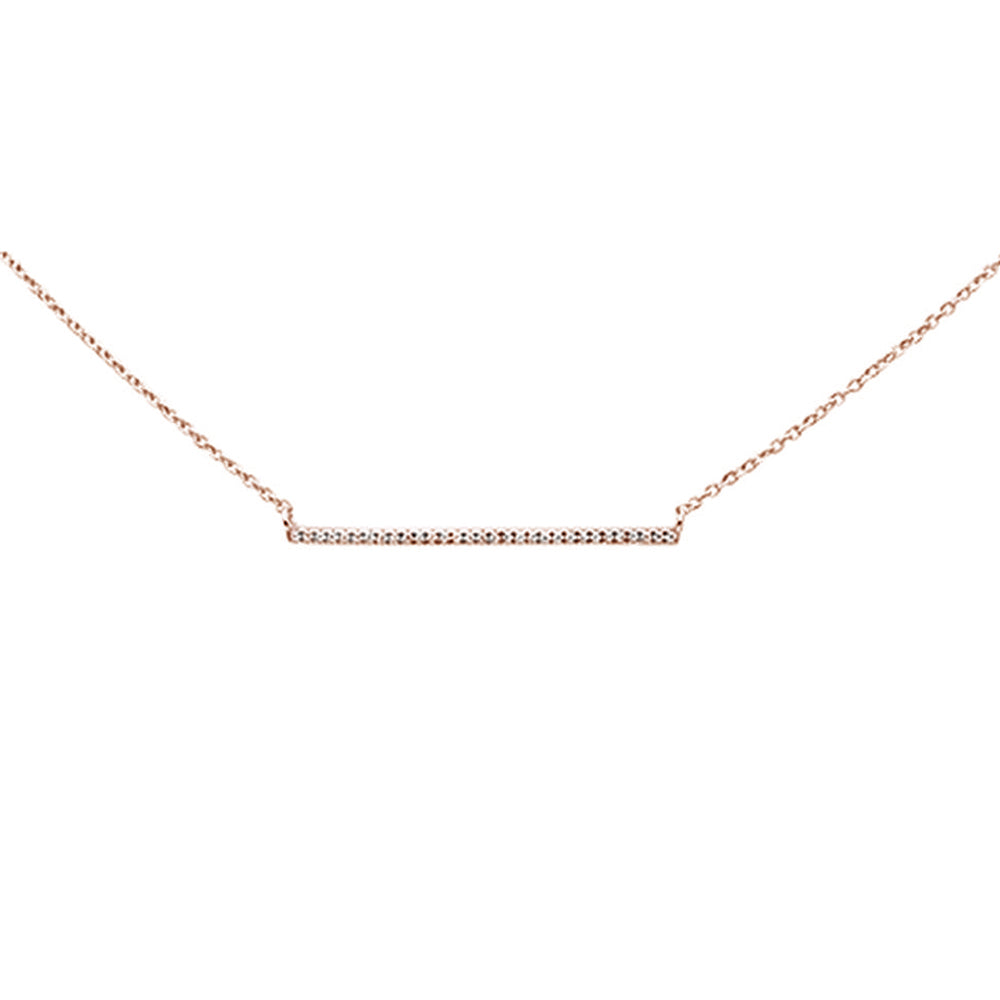 ''.05ct 14k Rose Gold Diamond Bar Pendant NECKLACE 16'''' + 1'''' Ext''