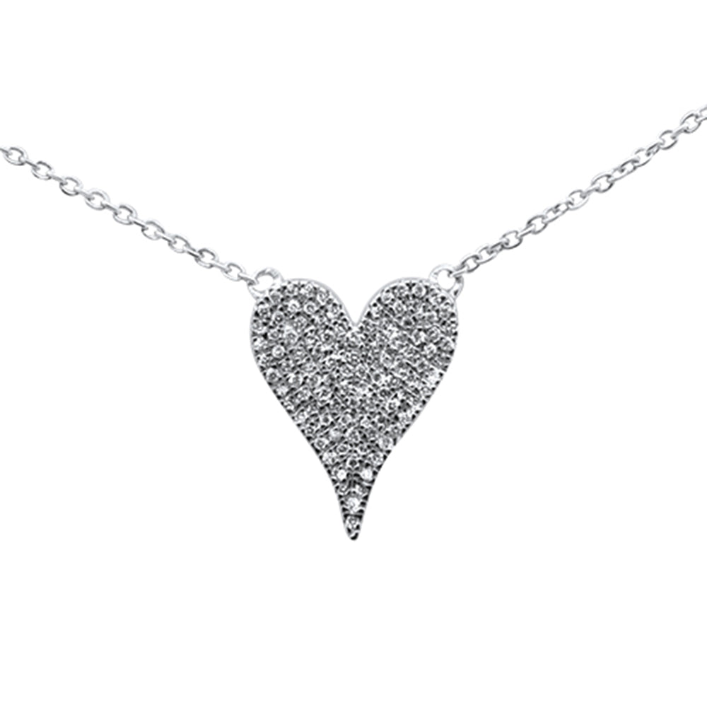 ''.23ct 14K White Gold Trendy Modern Heart DIAMOND Necklace 16'''' + 1'''' Ext''