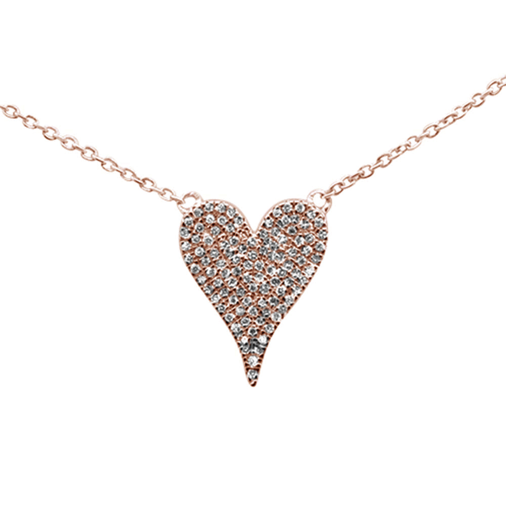 ''.14CT G SI 14KT Rose GOLD Diamond Trendy Modern Heart Diamond Necklace 16'''' + 1'''' Ext''