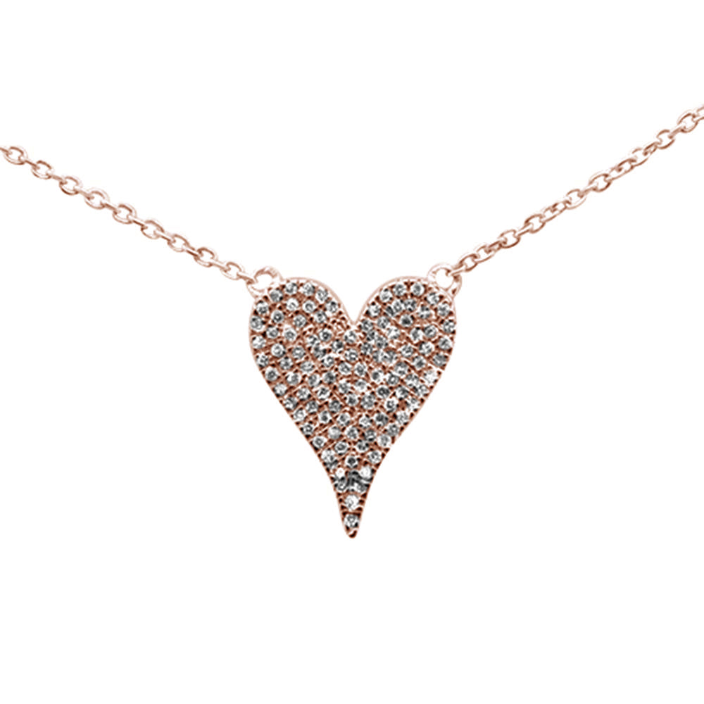 ''.14CT G SI 14KT Rose Gold DIAMOND Trendy Modern Heart DIAMOND Necklace 16'''' + 1'''' Ext''