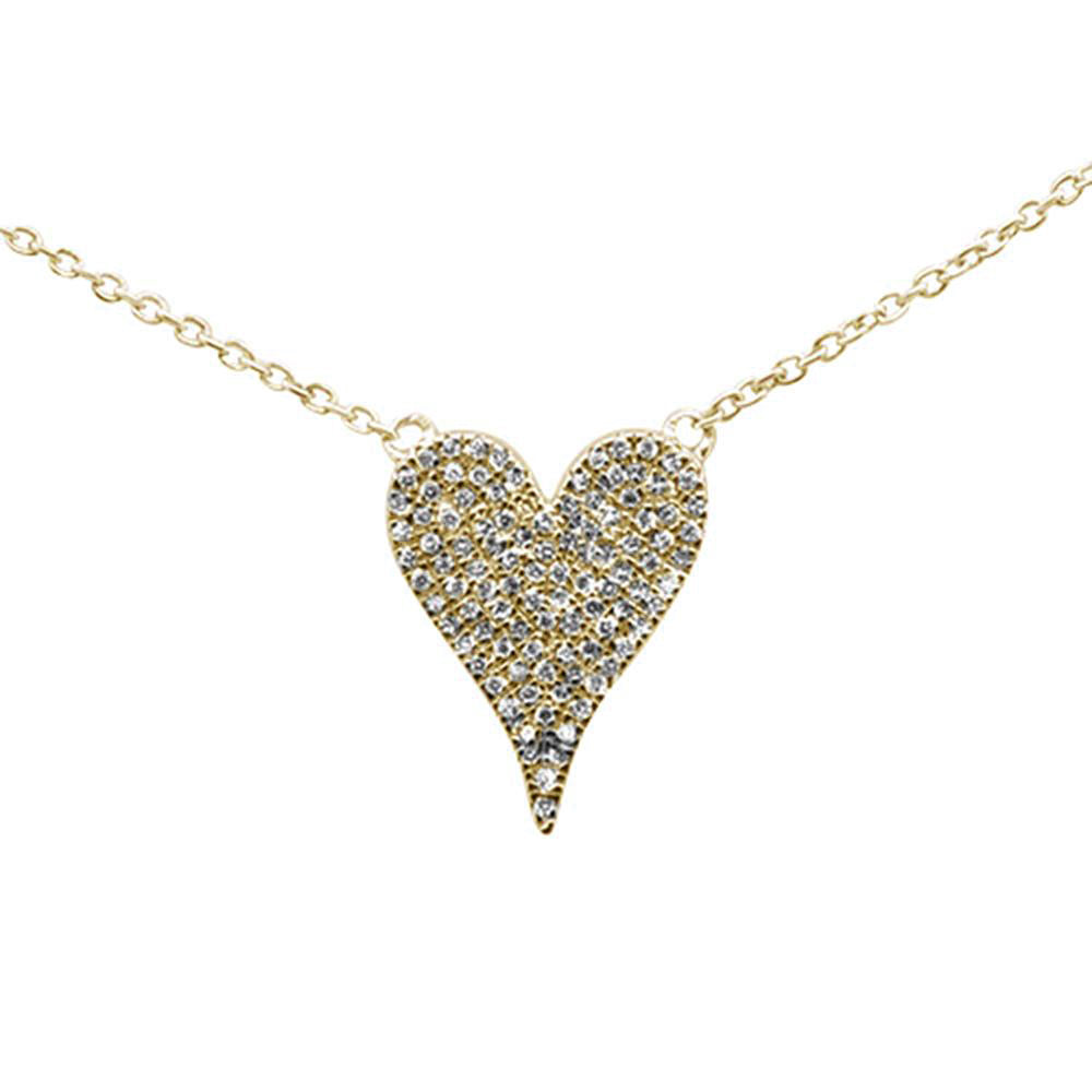 ''.14CT G SI 14K Yellow Gold Diamond Heart Drop Trendy Pendant NECKLACE 18''''''