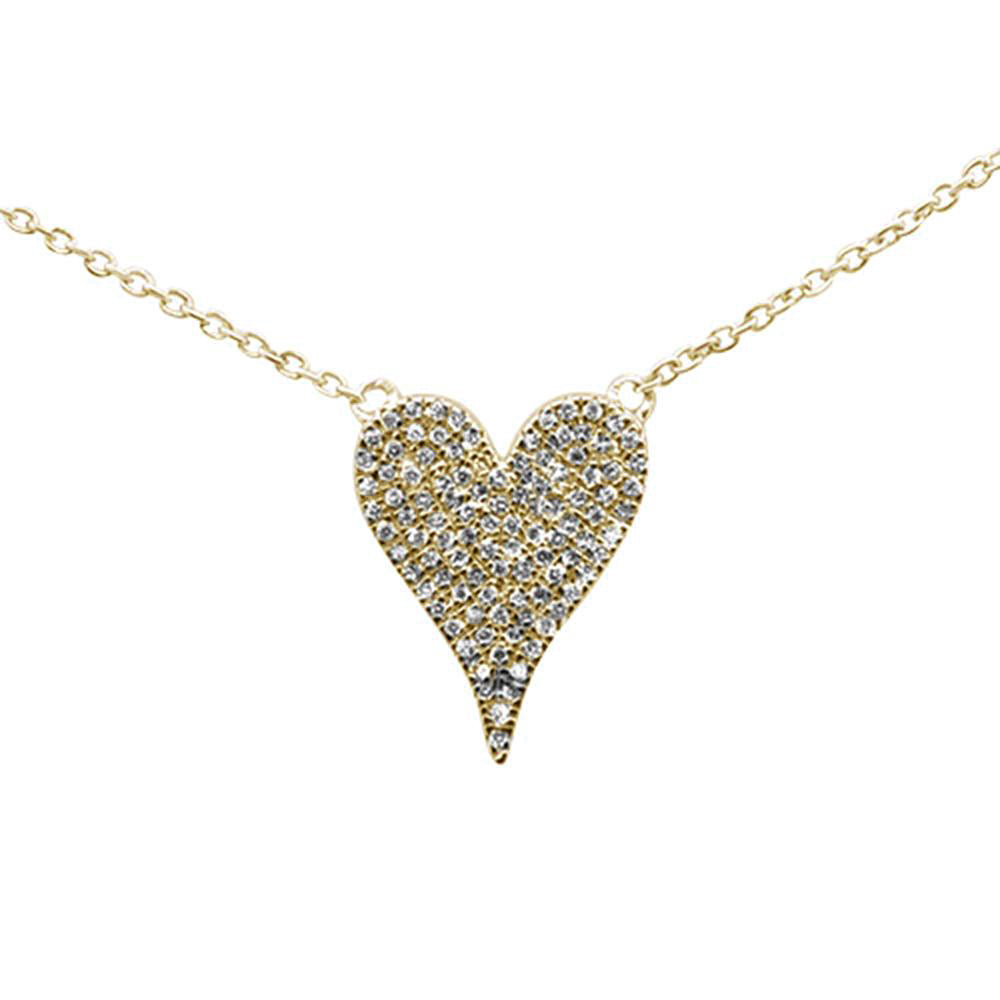 ''.14CT G SI 14K Yellow Gold Diamond Heart Drop Trendy PENDANT Necklace 18''''''