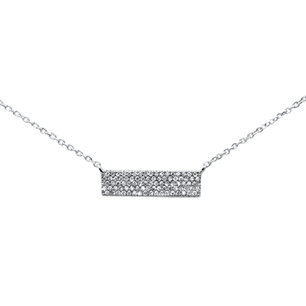 ''SPECIAL! .19ct 14K White Gold Modern Diamond Bar NECKLACE 16'''' + 1'''' Ext''