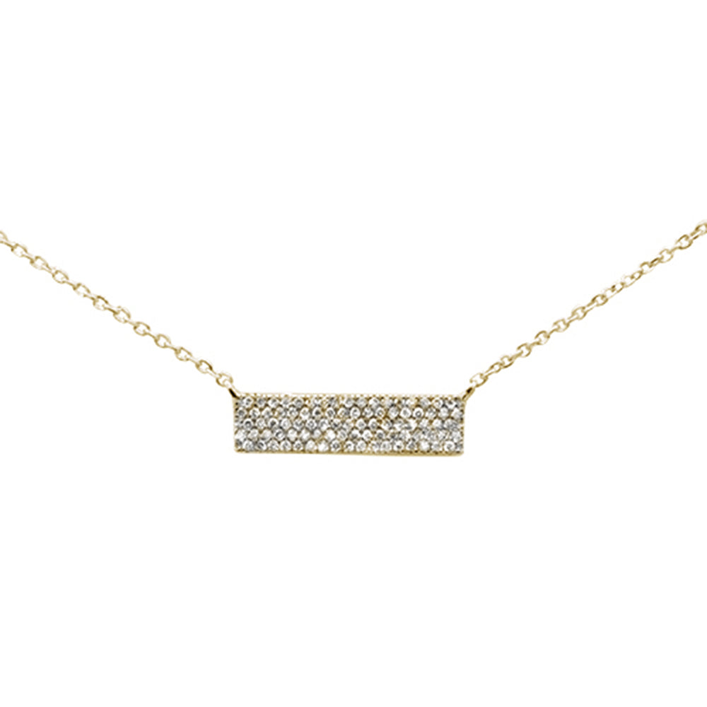 ''SPECIAL! .18ct 14K Yellow Gold Modern Diamond Bar NECKLACE 16'''' + 1'''' Ext''