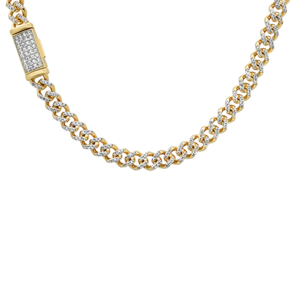 ''SPECIAL! 6MM 3.41ct 10kt Yellow Gold  Diamond Round Cuban NECKLACE 22''''''