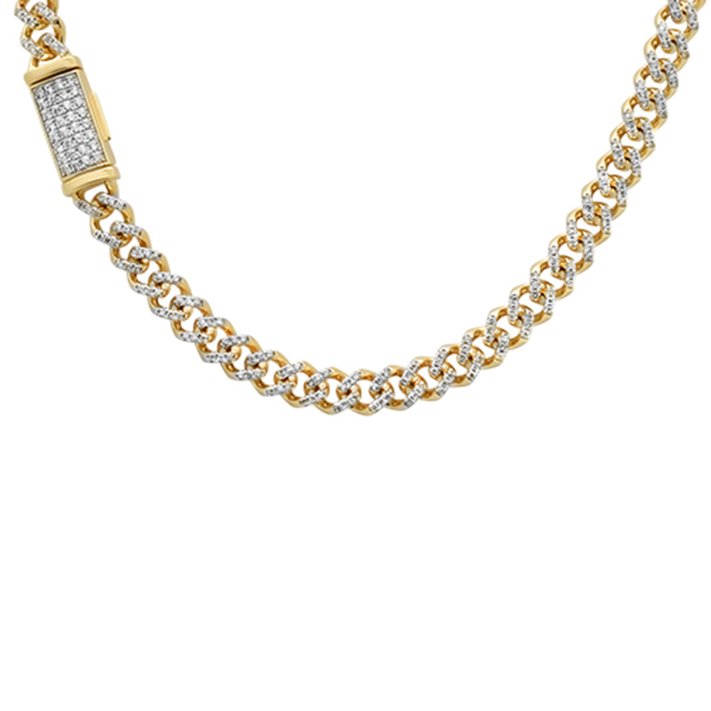 ''SPECIAL!6MM 3.41ct 10kt Yellow Gold  DIAMOND Round Micro Pave Miami Cuban Necklace 22''''''
