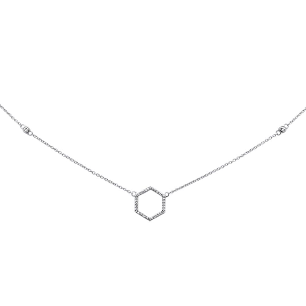''.14ct 14KT White Gold DIAMOND Geometrical Shape Circle Pendant Necklace 18''''''