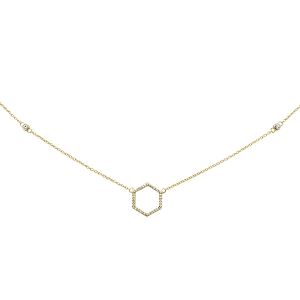 ''.13ct 14KT Yellow Gold Diamond Geometric Shape Circle PENDANT Necklace 18''''''
