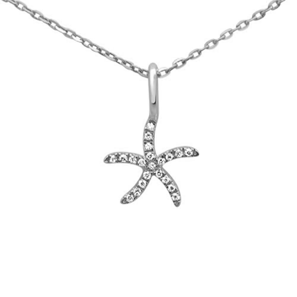 ''.04ct G SI 14K White Gold Diamond Starfish PENDANT Necklace 18''''''