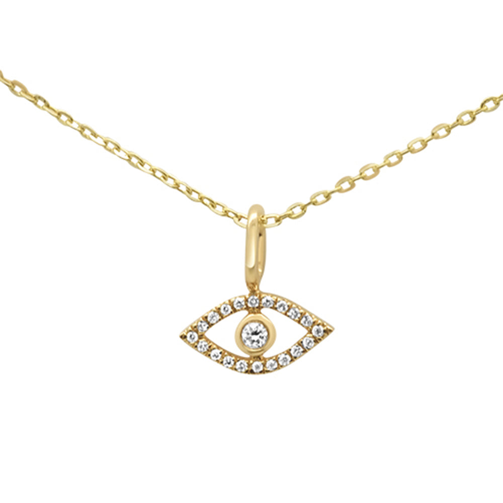 ''.05ct 14KT Yellow GOLD Evil Eye Diamond Pendant Necklace 18''''''