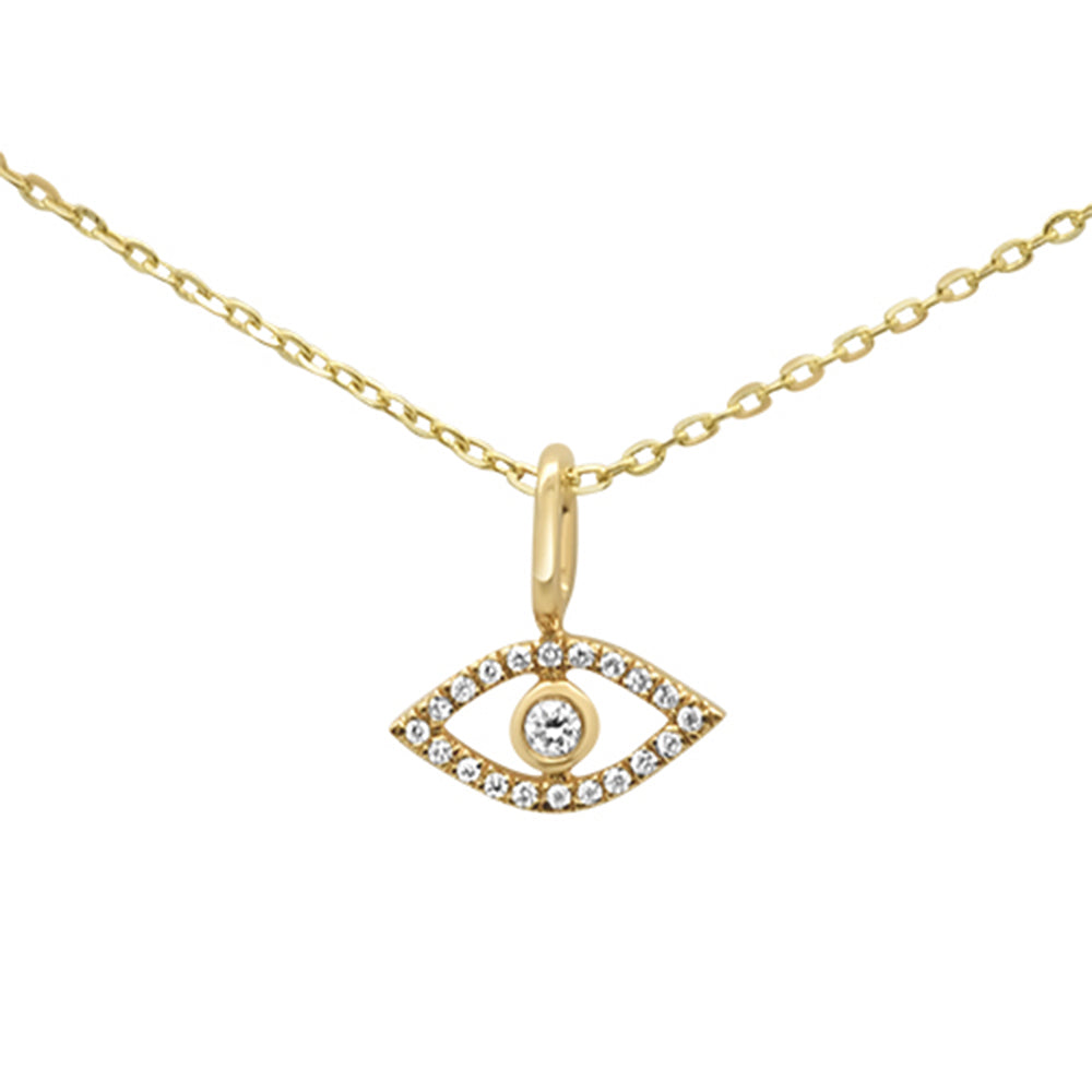 ''.05ct 14KT Yellow Gold Evil Eye DIAMOND Pendant Necklace 18''''''