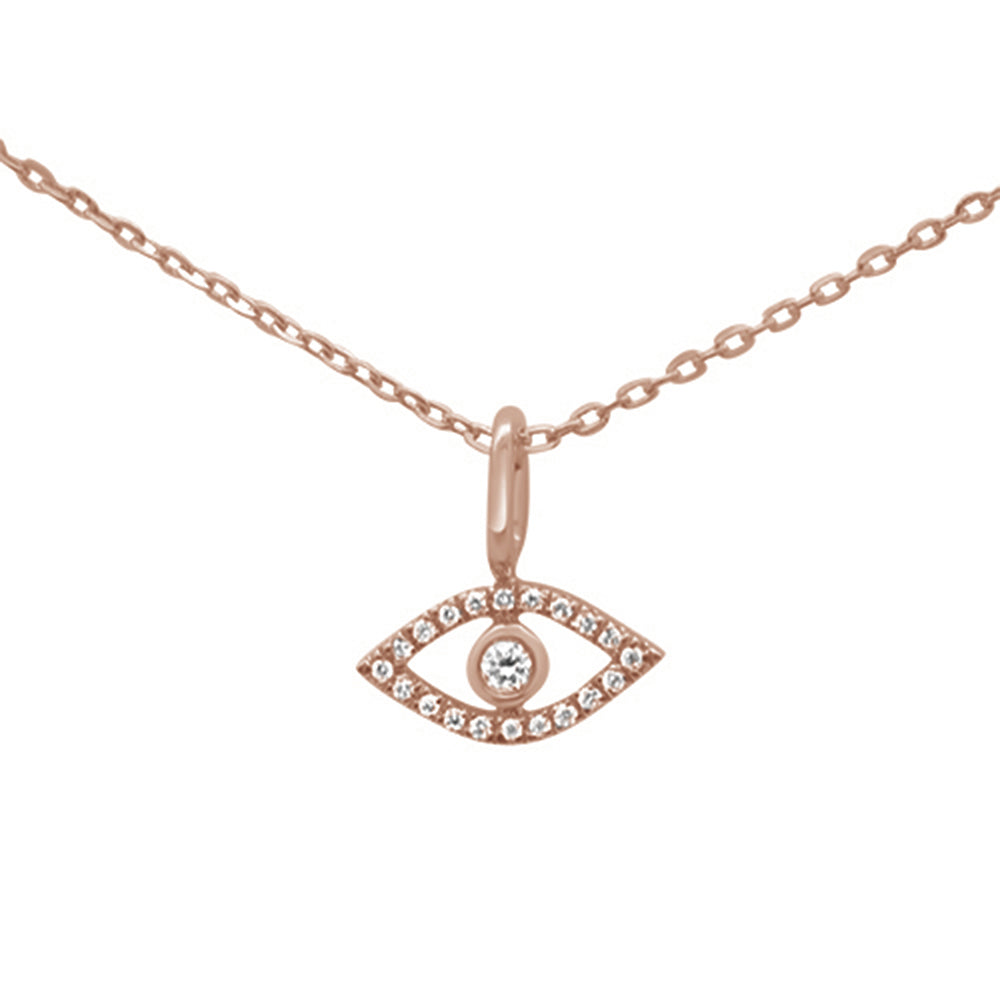 ''.05ct 14KT Rose GOLD Evil Eye Diamond Pendant Necklace 18''''''