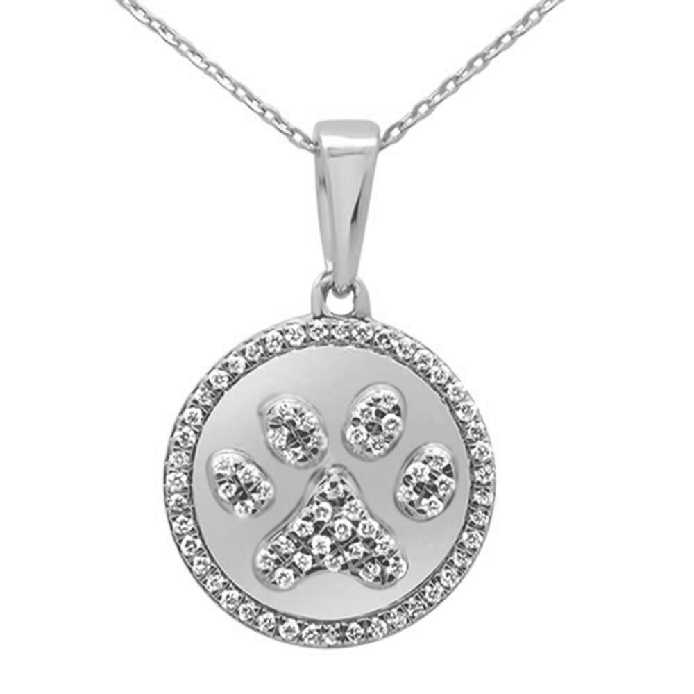 ''SPECIAL! .34ct G SI 14K White Gold Diamond Paw Print Pendant NECKLACE 18''''''