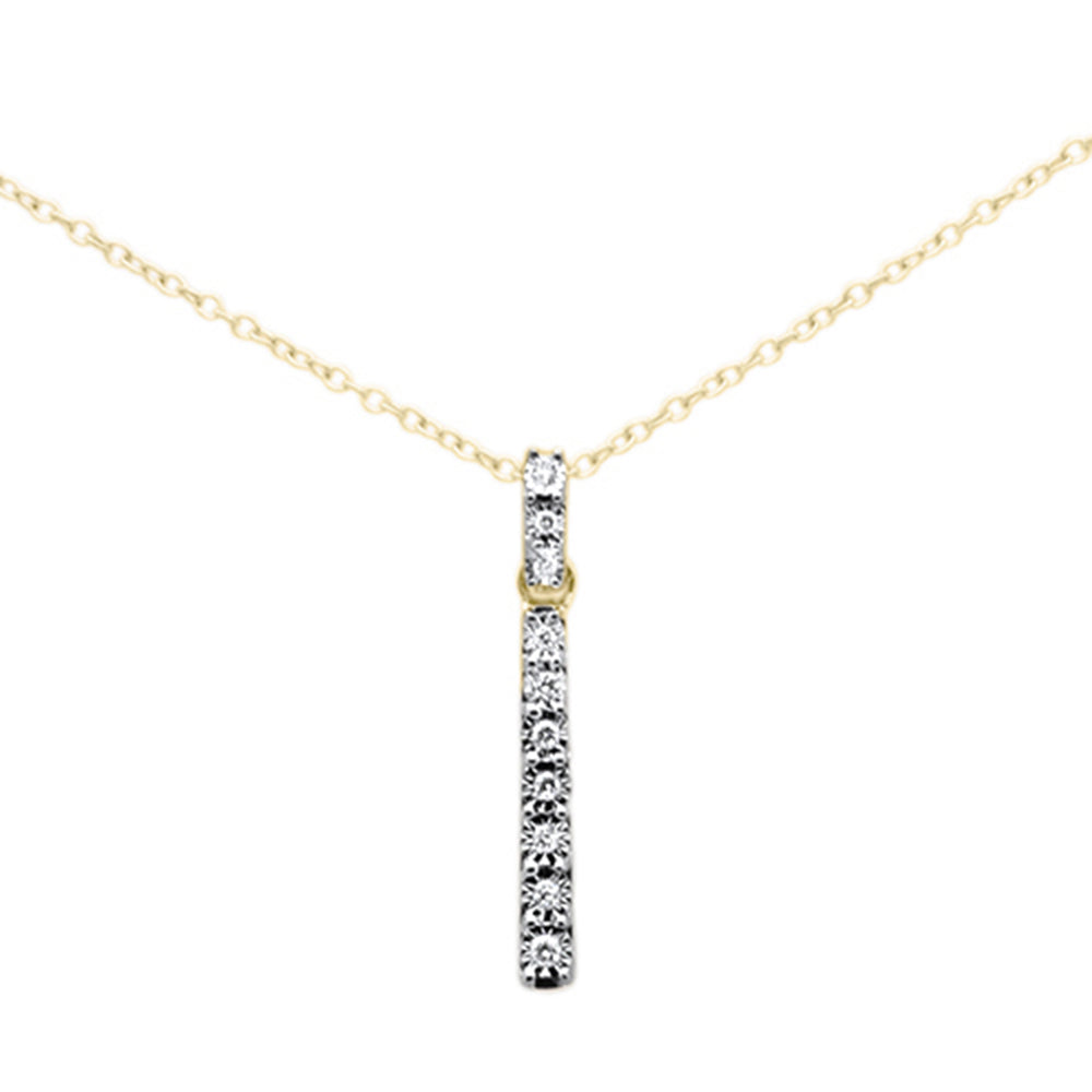 ''.05ct F SI 14kt Yellow Gold Diamond Line Bar Pendant NECKLACE 18''''''