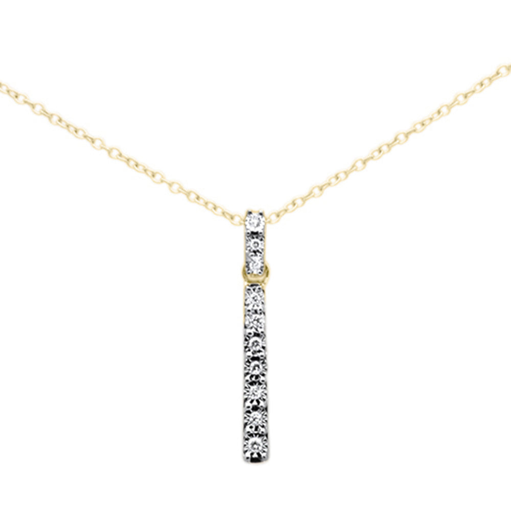 ''.05ct F SI 14kt Yellow Gold DIAMOND Line Bar Pendant Necklace 18''''''
