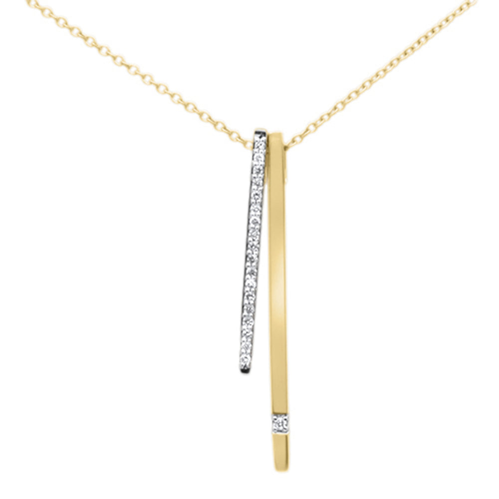 ''SPECIAL! .10ct F SI 14kt Yellow Gold Diamond Trendy Drop Dangle Bar PENDANT Necklace 18''''''