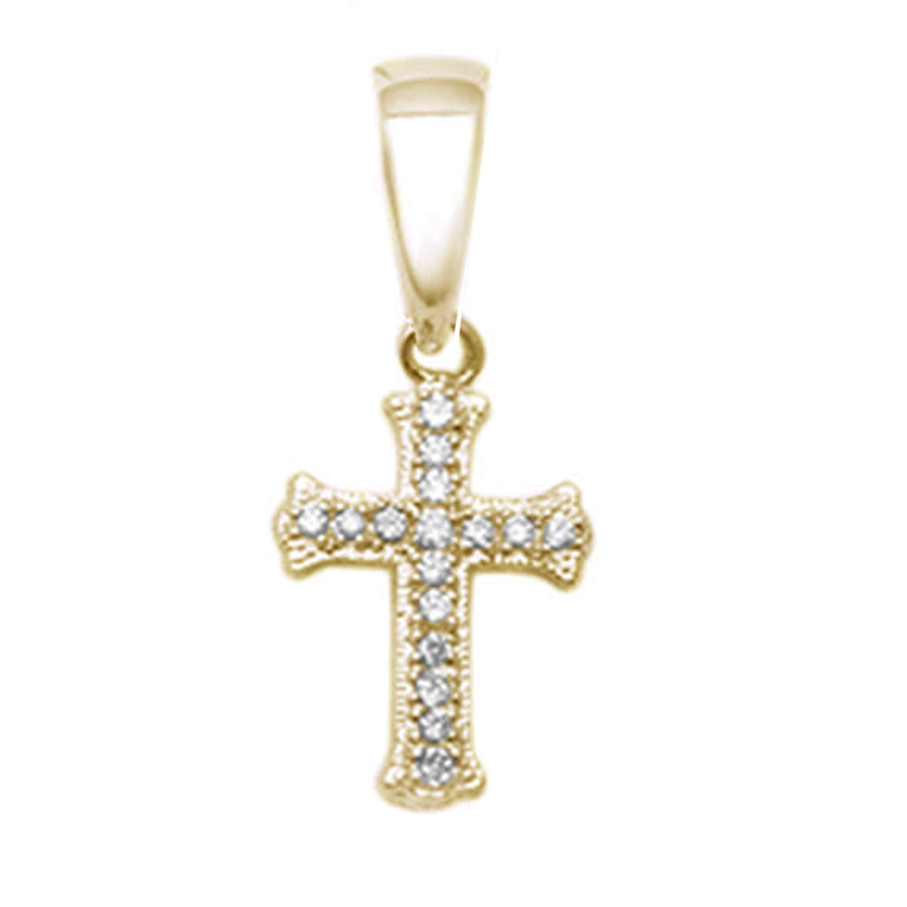 .09ct 10kt Yellow Gold Round Diamond Cross Charm PENDANT