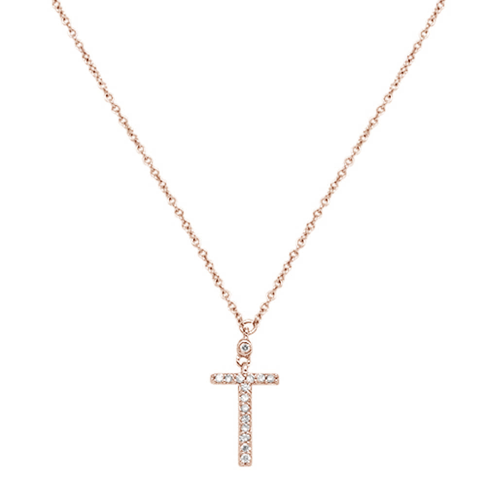 ''.07ct G SI 10K Rose Gold Diamond Cross Pendant NECKLACE 18''''''