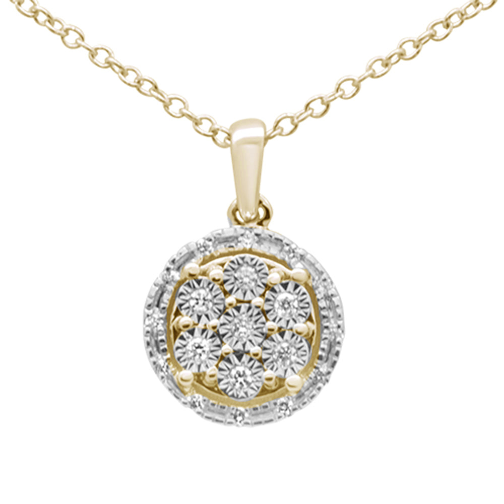 ''.10ct 10K Yellow Gold DIAMOND Round Pendant Necklace 18''''''