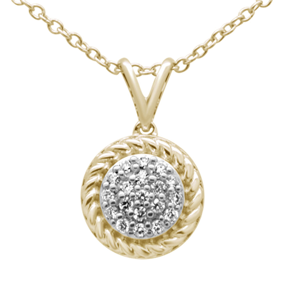 ''.12ct 10K Yellow Gold DIAMOND Round Pendant Necklace 18''''''