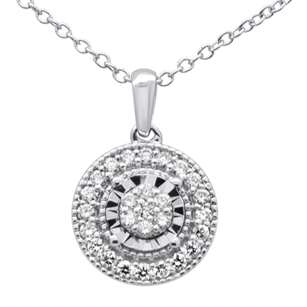 ''.25ct 10K White Gold DIAMOND Round Halo Pendant Necklace 18''''''