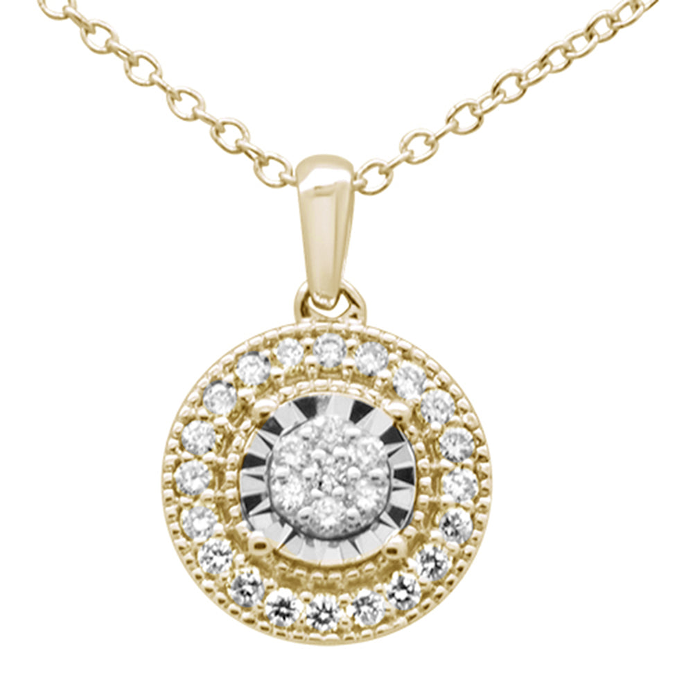 ''.25ct 10K Yellow GOLD Diamond Round Halo Pendant Necklace 18''''''