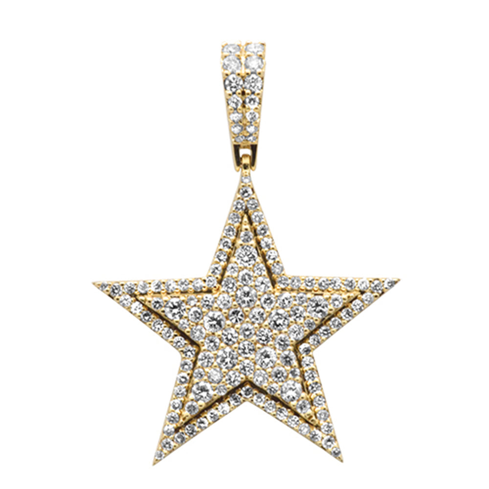 ''SPECIAL! 1.13ct G SI 10K Yellow Gold DIAMOND Micro Pave Iced Out Star Charm Pendant''