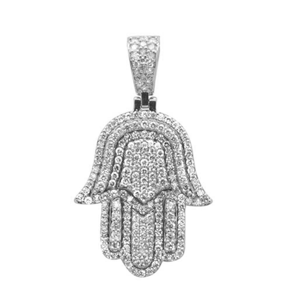 ''SPECIAL!! .94ct G SI 10K White Gold DIAMOND Hand of Hamsa Pendant''