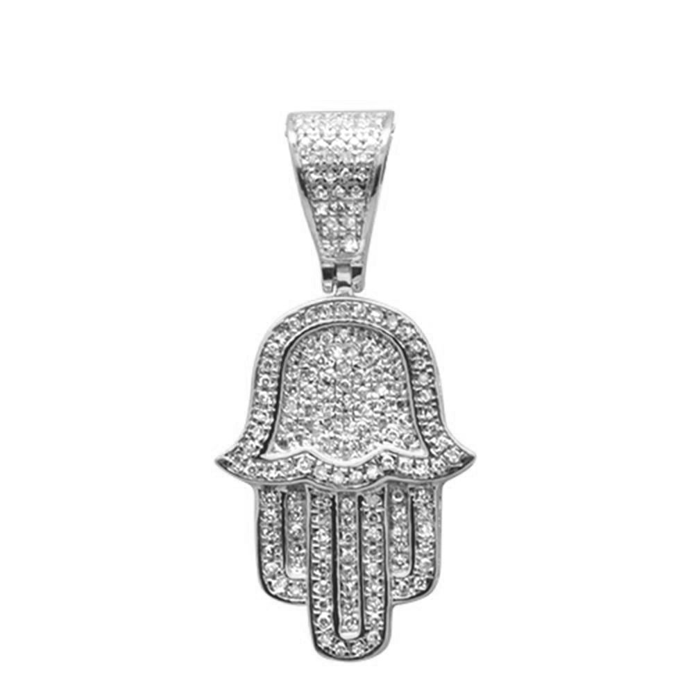 ''SPECIAL! .28ct G SI 10K White Gold Hand of Hamsa DIAMOND Pendant''