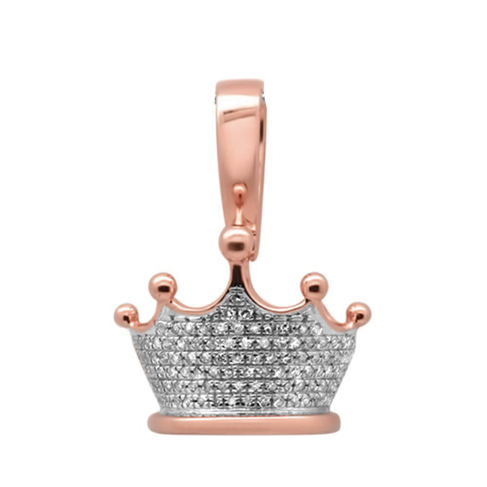 ''SPECIAL! .26CT G SI 10K Rose Gold Diamond Men's Micro Pave Iced Out Crown CHARM Pendant''