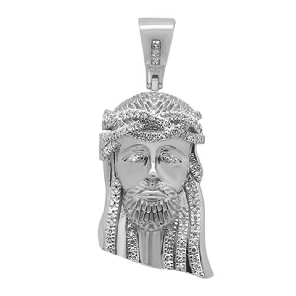 DIAMOND  CLOSEOUT!  .22ct G SI 10K White Gold Micro Pave Jesus Head Diamond CHARM Pendant