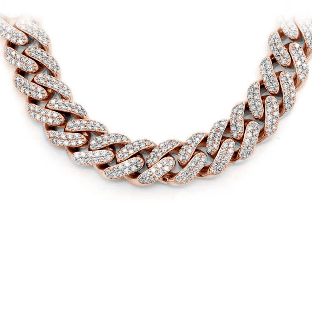 ''SPECIAL! 11MM 14.21CT G SI 14KT Rose Gold DIAMOND Round Cuban Necklace 22''''''