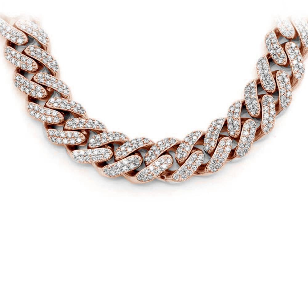 ''SPECIAL! 9MM 9.61ct G SI 10KT Rose Gold Diamond Round Cuban NECKLACE 22''''''