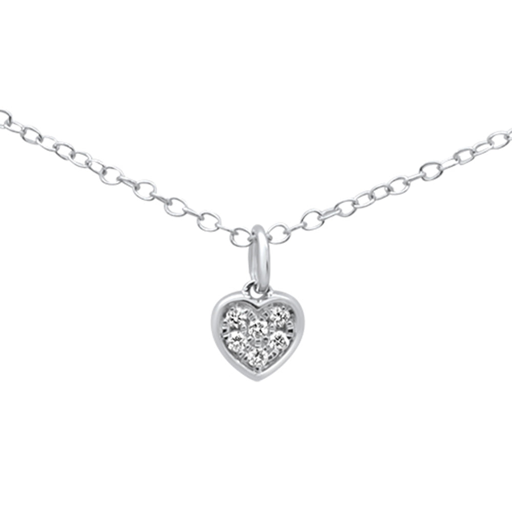 ''.05ct 14K White Gold Diamond Heart Pendant NECKLACE 18'''' Long''