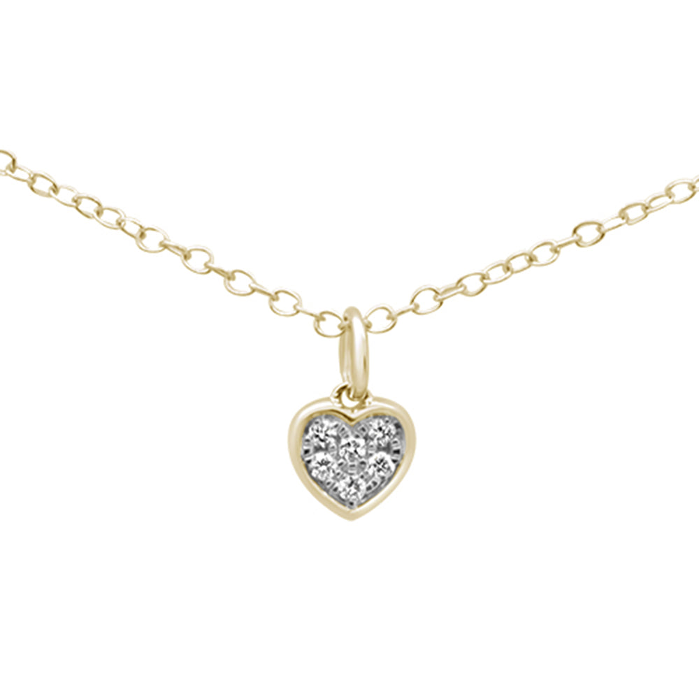 ''.05ct 14K Yellow Gold DIAMOND Heart Pendant Necklace 18'''' Long''