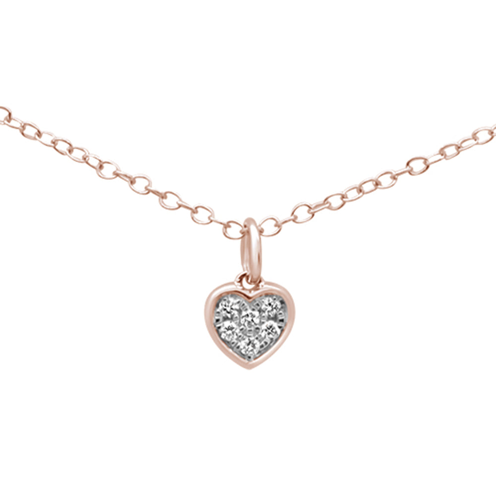 ''.06ct F SI  14K Rose Gold Diamond Heart PENDANT 18'''' Necklace 18'''' Long''