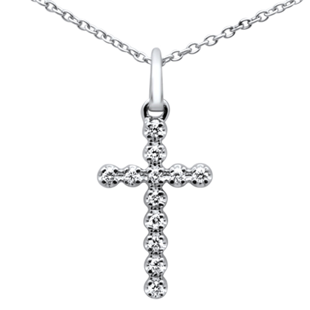 ''.09ct G SI 14K White Gold Diamond Cross PENDANT Necklace 16+2'''' Ext.''